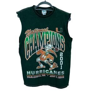 Vintage Miami Hurricanes Unisex Sleeveless Tee 2001 Champions Graphic Green M